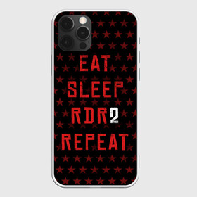 Чехол для iPhone 12 Pro с принтом Eat Sleep RDR2 Repeat в Петрозаводске, силикон | область печати: задняя сторона чехла, без боковых панелей | Тематика изображения на принте: dead | die | eat | flag | game | games | gta | rdr | rdr2 | red | redemption | repeat | rockstar | sleep | sun | western | вестерн | выкуп | гта | дикий | запад | игра | игры | красный | мертвый | рдр | рдр2 | рокстар | солнце