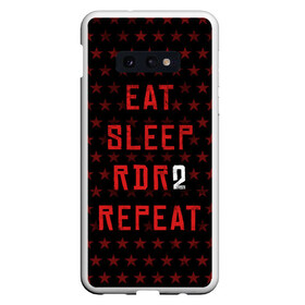 Чехол для Samsung S10E с принтом Eat Sleep RDR2 Repeat в Петрозаводске, Силикон | Область печати: задняя сторона чехла, без боковых панелей | dead | die | eat | flag | game | games | gta | rdr | rdr2 | red | redemption | repeat | rockstar | sleep | sun | western | вестерн | выкуп | гта | дикий | запад | игра | игры | красный | мертвый | рдр | рдр2 | рокстар | солнце