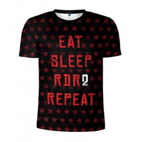 Мужская футболка 3D спортивная с принтом Eat Sleep RDR2 Repeat в Петрозаводске, 100% полиэстер с улучшенными характеристиками | приталенный силуэт, круглая горловина, широкие плечи, сужается к линии бедра | Тематика изображения на принте: dead | die | eat | flag | game | games | gta | rdr | rdr2 | red | redemption | repeat | rockstar | sleep | sun | western | вестерн | выкуп | гта | дикий | запад | игра | игры | красный | мертвый | рдр | рдр2 | рокстар | солнце