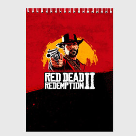 Скетчбук с принтом Red Dead Redemption 2 в Петрозаводске, 100% бумага
 | 48 листов, плотность листов — 100 г/м2, плотность картонной обложки — 250 г/м2. Листы скреплены сверху удобной пружинной спиралью | Тематика изображения на принте: dead | die | flag | game | games | gta | rdr | rdr2 | red | redemption | rockstar | sun | sunset | western | вестерн | выкуп | гта | дикий | закат | запад | игра | игры | красный | мертвый | поле | рдр | рдр2 | рокстар | солнце