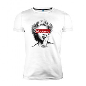 Мужская футболка премиум с принтом Мадонна в Петрозаводске, 92% хлопок, 8% лайкра | приталенный силуэт, круглый вырез ворота, длина до линии бедра, короткий рукав | madonna | pop | мадонна | музыка
