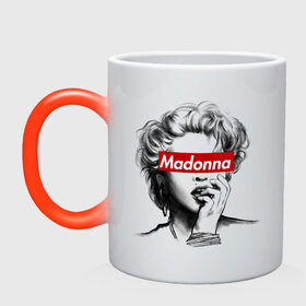Кружка хамелеон с принтом Мадонна в Петрозаводске, керамика | меняет цвет при нагревании, емкость 330 мл | madonna | pop | мадонна | музыка