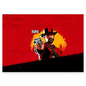 Поздравительная открытка с принтом Red Dead Redemption 2 в Петрозаводске, 100% бумага | плотность бумаги 280 г/м2, матовая, на обратной стороне линовка и место для марки
 | dead | die | flag | game | games | gta | rdr | rdr2 | red | redemption | rockstar | sun | sunset | western | вестерн | выкуп | гта | дикий | закат | запад | игра | игры | красный | мертвый | поле | рдр | рдр2 | рокстар | солнце