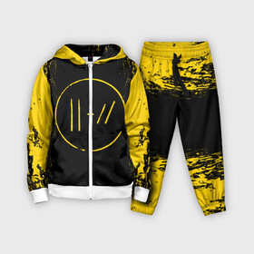 Детский костюм 3D с принтом TWENTY ONE PILOTS | 21 PILOTS | TOP в Петрозаводске,  |  | 21 pilots | 21p | dyrty | music | paints | rock | top | trench | twenty one pilots | yellow | брызги | группа | краска.пятна | музыка | рок