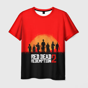 Мужская футболка 3D с принтом Red Dead Redemption в Петрозаводске, 100% полиэфир | прямой крой, круглый вырез горловины, длина до линии бедер | game | red dead | red dead redemption 2 | redemption 2 | rockstar games | бандиты | дикий запад | игры | ковбои | оружие