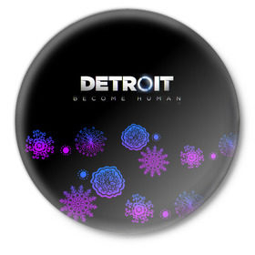Значок с принтом Новогодний Detroit: Become human в Петрозаводске,  металл | круглая форма, металлическая застежка в виде булавки | 