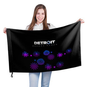 Флаг 3D с принтом Новогодний Detroit: Become human в Петрозаводске, 100% полиэстер | плотность ткани — 95 г/м2, размер — 67 х 109 см. Принт наносится с одной стороны | 