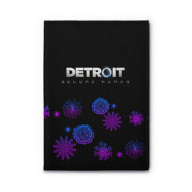 Обложка для автодокументов с принтом Новогодний Detroit: Become human в Петрозаводске, натуральная кожа |  размер 19,9*13 см; внутри 4 больших “конверта” для документов и один маленький отдел — туда идеально встанут права | 