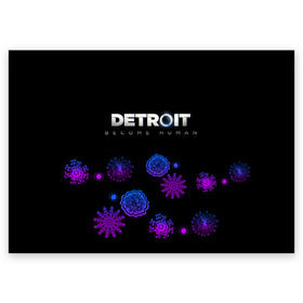Поздравительная открытка с принтом Новогодний Detroit: Become human в Петрозаводске, 100% бумага | плотность бумаги 280 г/м2, матовая, на обратной стороне линовка и место для марки
 | 