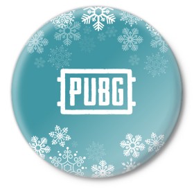 Значок с принтом PUBG Новогодний в Петрозаводске,  металл | круглая форма, металлическая застежка в виде булавки | 