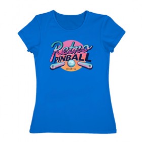 Женская футболка хлопок с принтом Пинбол Ретро в Петрозаводске, 100% хлопок | прямой крой, круглый вырез горловины, длина до линии бедер, слегка спущенное плечо | pinball | retro | игры | пинбол | ретро
