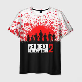 Мужская футболка 3D с принтом RED DEAD REDEMPTION 2 в Петрозаводске, 100% полиэфир | прямой крой, круглый вырез горловины, длина до линии бедер | game | red dead | red dead redemption 2 | redemption 2 | rockstar games | бандиты | дикий запад | игры | ковбои | оружие