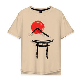 Мужская футболка хлопок Oversize с принтом Японский стиль в Петрозаводске, 100% хлопок | свободный крой, круглый ворот, “спинка” длиннее передней части | азия | восток | путешествия | сакура | япония