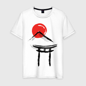 Мужская футболка хлопок с принтом Японский стиль в Петрозаводске, 100% хлопок | прямой крой, круглый вырез горловины, длина до линии бедер, слегка спущенное плечо. | Тематика изображения на принте: азия | восток | путешествия | сакура | япония