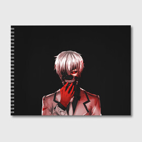 Альбом для рисования с принтом Ken Kaneki в Петрозаводске, 100% бумага
 | матовая бумага, плотность 200 мг. | anime | blood | eyepatch | ghoul | kaneki | ken | one eyed | tokyo | tokyoghoul | гуль | канеки | кен | кровь | одноглазый | токийский