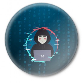 Значок с принтом Anonymous hacker в Петрозаводске,  металл | круглая форма, металлическая застежка в виде булавки | anonymous | hacker | it | аноним | взлом | компьютер | ноутбук | программист | хакер