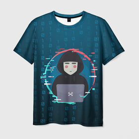 Мужская футболка 3D с принтом Anonymous hacker в Петрозаводске, 100% полиэфир | прямой крой, круглый вырез горловины, длина до линии бедер | anonymous | hacker | it | аноним | взлом | компьютер | ноутбук | программист | хакер