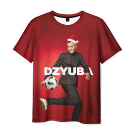 Мужская футболка 3D с принтом Новогодний Дзюба в Петрозаводске, 100% полиэфир | прямой крой, круглый вырез горловины, длина до линии бедер | new yaer | артем дзюба | дзюба | зима футбол | новый год | новый год футбол | футбол | футбол новый год