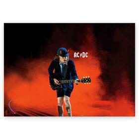 Поздравительная открытка с принтом AC/DC в Петрозаводске, 100% бумага | плотность бумаги 280 г/м2, матовая, на обратной стороне линовка и место для марки
 | Тематика изображения на принте: ac d.c. | ac dc | acdc | angus | back | bad | black | chrome | guitar | hard | hell | highway | mucis | red | rock | smoke | young | ангус | гитара | группа | диси | дым | красный | музыка | рок | тяжелый | эйси | эйсидиси | янг