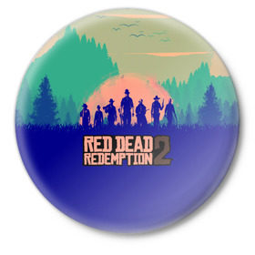Значок с принтом Red Dead Redemption 2 в Петрозаводске,  металл | круглая форма, металлическая застежка в виде булавки | 
