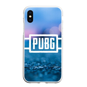 Чехол для iPhone XS Max матовый с принтом PUBG light blue в Петрозаводске, Силикон | Область печати: задняя сторона чехла, без боковых панелей | pubg | игра | лого | пубг | светлый | стрелялка | шутер