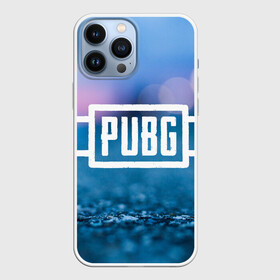 Чехол для iPhone 13 Pro Max с принтом PUBG light blue в Петрозаводске,  |  | pubg | игра | лого | пубг | светлый | стрелялка | шутер