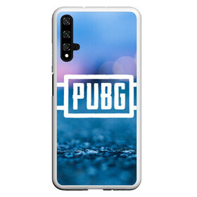 Чехол для Honor 20 с принтом PUBG light blue в Петрозаводске, Силикон | Область печати: задняя сторона чехла, без боковых панелей | pubg | игра | лого | пубг | светлый | стрелялка | шутер