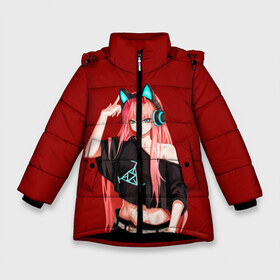 Зимняя куртка для девочек 3D с принтом Anime lets play в Петрозаводске, ткань верха — 100% полиэстер; подклад — 100% полиэстер, утеплитель — 100% полиэстер. | длина ниже бедра, удлиненная спинка, воротник стойка и отстегивающийся капюшон. Есть боковые карманы с листочкой на кнопках, утяжки по низу изделия и внутренний карман на молнии. 

Предусмотрены светоотражающий принт на спинке, радужный светоотражающий элемент на пуллере молнии и на резинке для утяжки. | Тематика изображения на принте: zero | аниме | зеро | милый во франкcе | тян