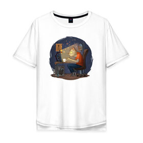 Мужская футболка хлопок Oversize с принтом IT - кот в Петрозаводске, 100% хлопок | свободный крой, круглый ворот, “спинка” длиннее передней части | birdborn | it | админ | подарок | программист | профессия | работа