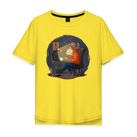 Мужская футболка хлопок Oversize с принтом IT - кошечка в Петрозаводске, 100% хлопок | свободный крой, круглый ворот, “спинка” длиннее передней части | Тематика изображения на принте: birdborn | it | админ | подарок | программист | профессия | работа