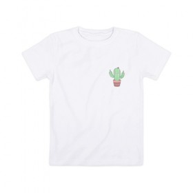 Детская футболка хлопок с принтом Fucktus-2 в Петрозаводске, 100% хлопок | круглый вырез горловины, полуприлегающий силуэт, длина до линии бедер | Тематика изображения на принте: cactus | you | аргументы | иголки | кактус | карман | колючий | растение