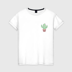 Женская футболка хлопок с принтом Fucktus-2 в Петрозаводске, 100% хлопок | прямой крой, круглый вырез горловины, длина до линии бедер, слегка спущенное плечо | cactus | you | аргументы | иголки | кактус | карман | колючий | растение
