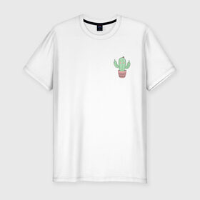 Мужская футболка премиум с принтом Fucktus-2 в Петрозаводске, 92% хлопок, 8% лайкра | приталенный силуэт, круглый вырез ворота, длина до линии бедра, короткий рукав | Тематика изображения на принте: cactus | you | аргументы | иголки | кактус | карман | колючий | растение
