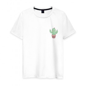 Мужская футболка хлопок с принтом Fucktus-2 в Петрозаводске, 100% хлопок | прямой крой, круглый вырез горловины, длина до линии бедер, слегка спущенное плечо. | cactus | you | аргументы | иголки | кактус | карман | колючий | растение