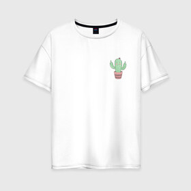 Женская футболка хлопок Oversize с принтом Fucktus-2 в Петрозаводске, 100% хлопок | свободный крой, круглый ворот, спущенный рукав, длина до линии бедер
 | cactus | you | аргументы | иголки | кактус | карман | колючий | растение