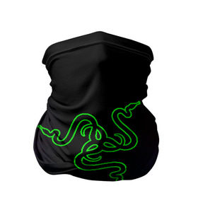 Бандана-труба 3D с принтом RAZER в Петрозаводске, 100% полиэстер, ткань с особыми свойствами — Activecool | плотность 150‒180 г/м2; хорошо тянется, но сохраняет форму | Тематика изображения на принте: 101 | brand | company | gamer | green | logo | mamba | naga | player | razer | rzr | snake | бренд | железо | зеленый | змея | компания | лого | рейзер | софт