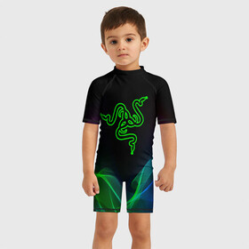 Детский купальный костюм 3D с принтом  SDC в Петрозаводске, Полиэстер 85%, Спандекс 15% | застежка на молнии на спине | 101 | brand | company | gamer | green | logo | mamba | naga | player | razer | rzr | snake | бренд | железо | зеленый | змея | компания | лого | рейзер | софт