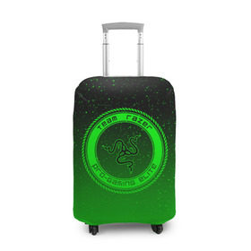 Чехол для чемодана 3D с принтом RAZER SPACE в Петрозаводске, 86% полиэфир, 14% спандекс | двустороннее нанесение принта, прорези для ручек и колес | 101 | brand | company | gamer | green | logo | mamba | naga | player | razer | rzr | snake | space | бренд | железо | зеленый | змея | компания | космос | лого | рейзер | софт