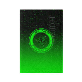 Обложка для паспорта матовая кожа с принтом RAZER SPACE в Петрозаводске, натуральная матовая кожа | размер 19,3 х 13,7 см; прозрачные пластиковые крепления | 101 | brand | company | gamer | green | logo | mamba | naga | player | razer | rzr | snake | space | бренд | железо | зеленый | змея | компания | космос | лого | рейзер | софт