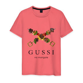Мужская футболка хлопок с принтом Gussi na mangale в Петрозаводске, 100% хлопок | прямой крой, круглый вырез горловины, длина до линии бедер, слегка спущенное плечо. | антибренд | гуси на мангале | стиль | юмор