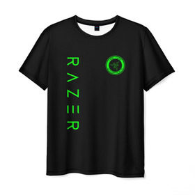 Мужская футболка 3D с принтом RAZER в Петрозаводске, 100% полиэфир | прямой крой, круглый вырез горловины, длина до линии бедер | 101 | brand | company | gamer | green | logo | mamba | naga | player | razer | rzr | snake | бренд | железо | зеленый | змея | компания | лого | рейзер | софт
