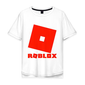 Мужская футболка хлопок Oversize с принтом Roblox Logo в Петрозаводске, 100% хлопок | свободный крой, круглый ворот, “спинка” длиннее передней части | Тематика изображения на принте: logo | roblox | лого | логотип | надпись | роблокс