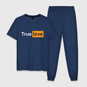 Мужская пижама хлопок с принтом True Love в Петрозаводске, 100% хлопок | брюки и футболка прямого кроя, без карманов, на брюках мягкая резинка на поясе и по низу штанин
 | любовь | настоящая | реальная | честная | чистая | чувства
