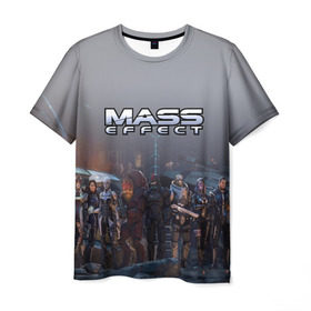 Мужская футболка 3D с принтом Mass Effect в Петрозаводске, 100% полиэфир | прямой крой, круглый вырез горловины, длина до линии бедер | Тематика изображения на принте: amdromeda initiative | andromeda | game | gun | hemet | n7 | rifle | ryder | soldier | space | star | weapon