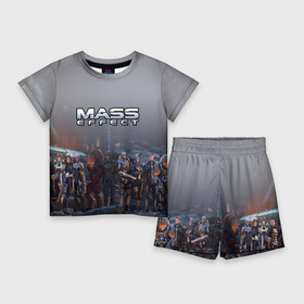 Детский костюм с шортами 3D с принтом Mass Effect в Петрозаводске,  |  | amdromeda initiative | andromeda | game | gun | hemet | n7 | rifle | ryder | soldier | space | star | weapon