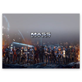 Поздравительная открытка с принтом Mass Effect в Петрозаводске, 100% бумага | плотность бумаги 280 г/м2, матовая, на обратной стороне линовка и место для марки
 | amdromeda initiative | andromeda | game | gun | hemet | n7 | rifle | ryder | soldier | space | star | weapon