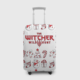 Чехол для чемодана 3D с принтом The Witcher Новогодний в Петрозаводске, 86% полиэфир, 14% спандекс | двустороннее нанесение принта, прорези для ручек и колес | Тематика изображения на принте: wild hunt | арбалет | ведьмак 3 | геральт | год | дикая | магия | новый | охота | снег | цири