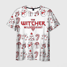 Мужская футболка 3D с принтом The Witcher Новогодний в Петрозаводске, 100% полиэфир | прямой крой, круглый вырез горловины, длина до линии бедер | wild hunt | арбалет | ведьмак 3 | геральт | год | дикая | магия | новый | охота | снег | цири