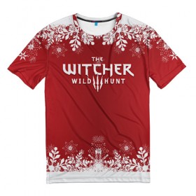 Мужская футболка 3D с принтом The Witcher Новогодний в Петрозаводске, 100% полиэфир | прямой крой, круглый вырез горловины, длина до линии бедер | 