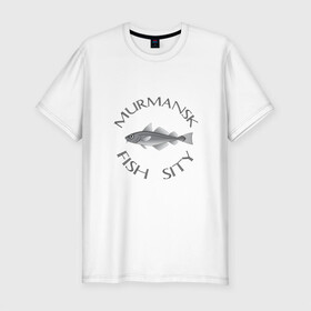 Мужская футболка хлопок Slim с принтом Мурманск в Петрозаводске, 92% хлопок, 8% лайкра | приталенный силуэт, круглый вырез ворота, длина до линии бедра, короткий рукав | мурмаск